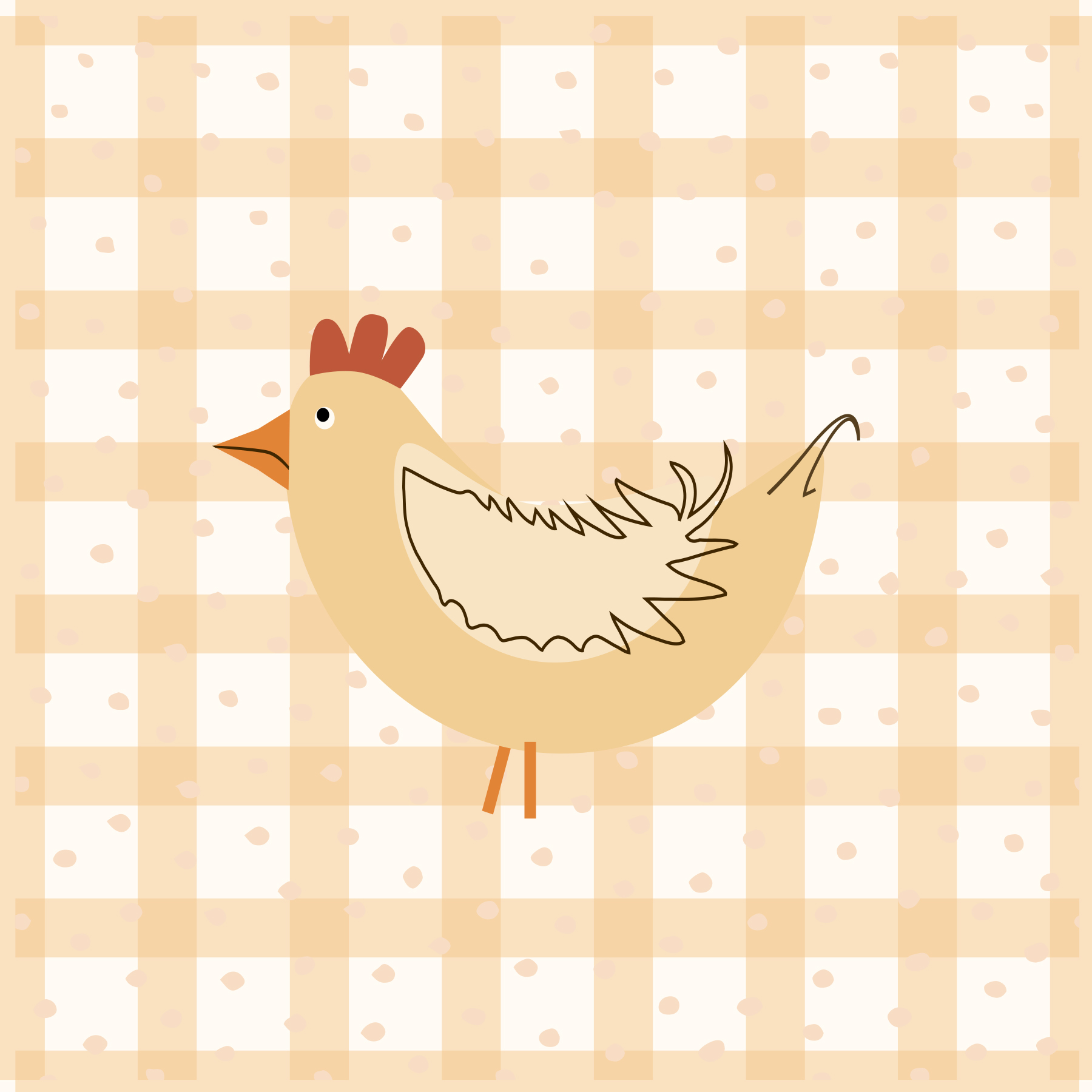 Chicken beige - Hoop art embroidery template preprinted
