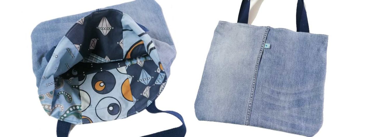 Jeans upcycling shopping bag