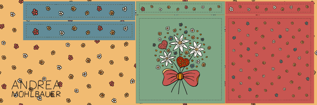 Valentinsblumenstrauß Tasche - Cut and Sew Panel