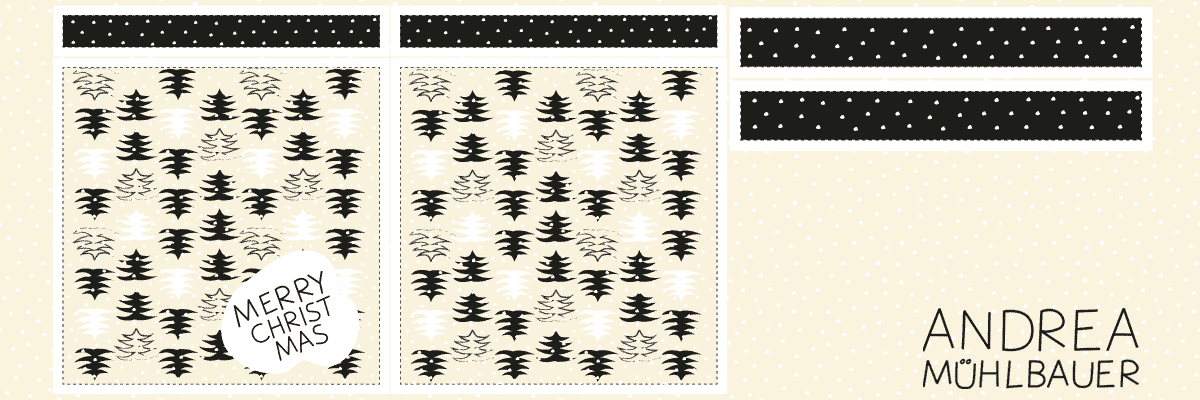 Bag Panel Merry Christmas Trees / Taschenpanel Merry Christmas Weihnachtsbäume