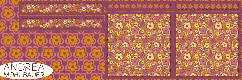 70s Retro Flowers Shopping Bag cut and sew panel