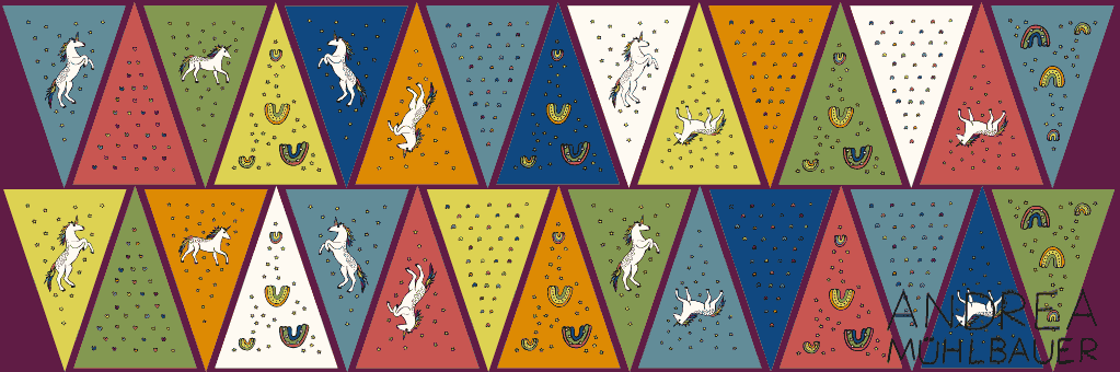 Party Wimpel Einhorn Regenbogen/ Pennant Chain Unicorn Rainbow cut and sew panel