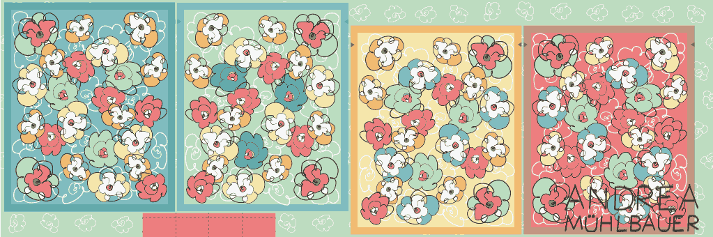 Wendeturnbeutel Comic Flowers / Reversible Drawstringbag - Cut and Sew Panel