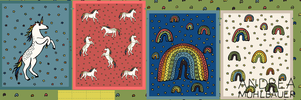 Wendeturnbeutel Unicorn / Reversible Drawstringbag - Cut and Sew Panel