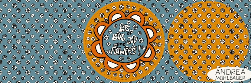 lots of flowers kissenpanel orange blau