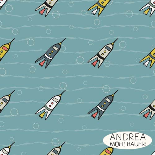 Space Rockets Light Blue