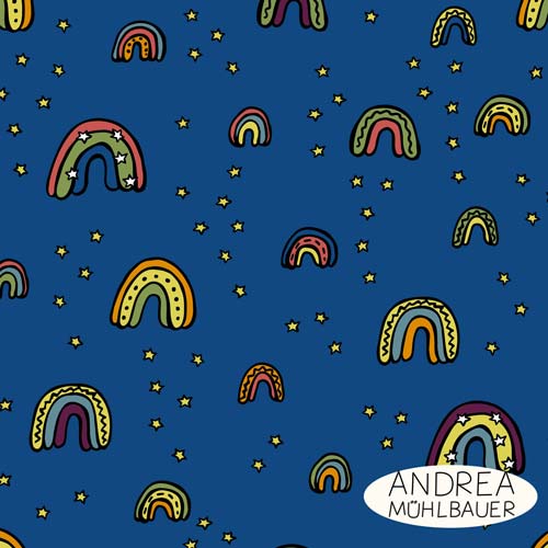 Rainbows And Stars Deep Blue