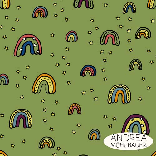Rainbows And Stars Green