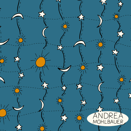 Sonne Mond Sterne Blau