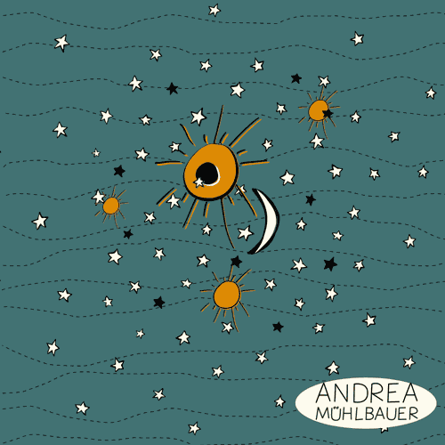 Sonne Mond Sterne Panel Aqua