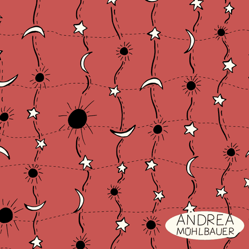 Sonne Mond Sterne Rot