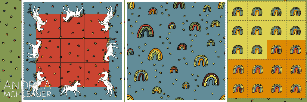 Einhorn Tik Tak Toe Cut and Sew Panel