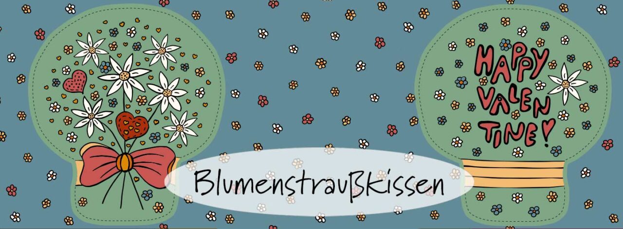 Header Blumenstrausskissen gruen - cut and sew panel