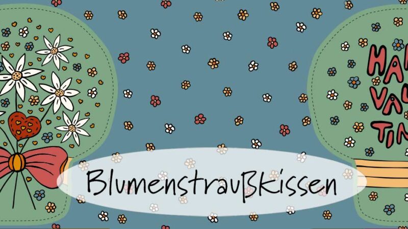 Header Blumenstrausskissen gruen - cut and sew panel