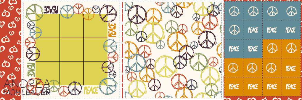 Peace Tik Tak Toe Cut and Sew Panel