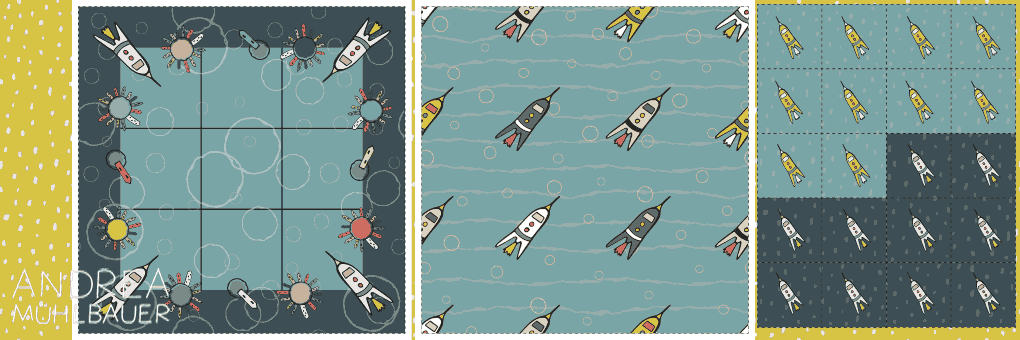 Space Explorer Tik Tak Toe Cut and Sew Panel