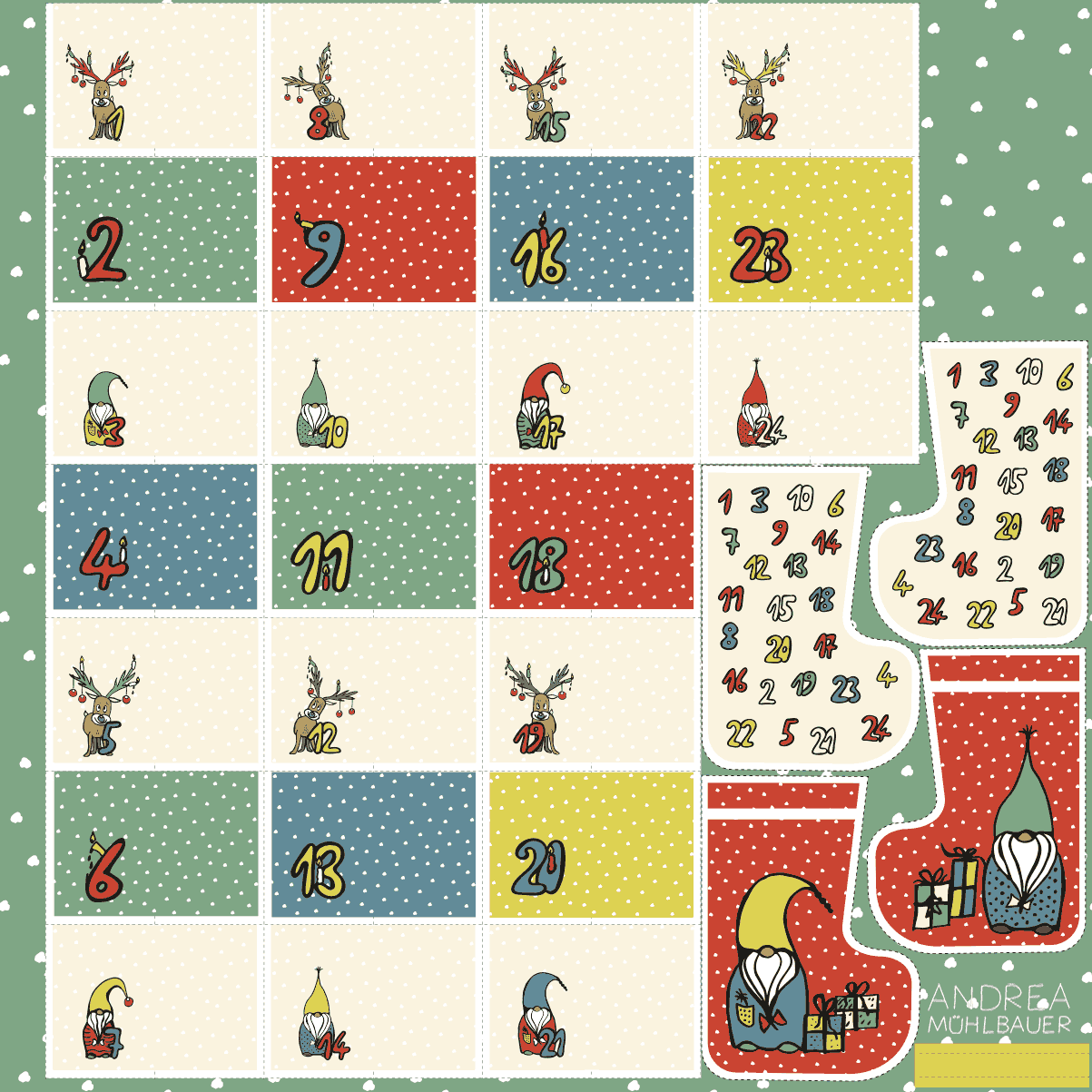 Adventskalender Rentier und Wichtel - Cut and Sew Projekt