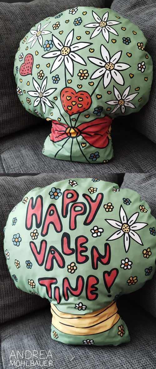 Blumenstrauss Kissen Valentinstag