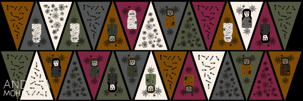 Wimpelketten Panel Halloween Monster - Cut and Sew Projekt