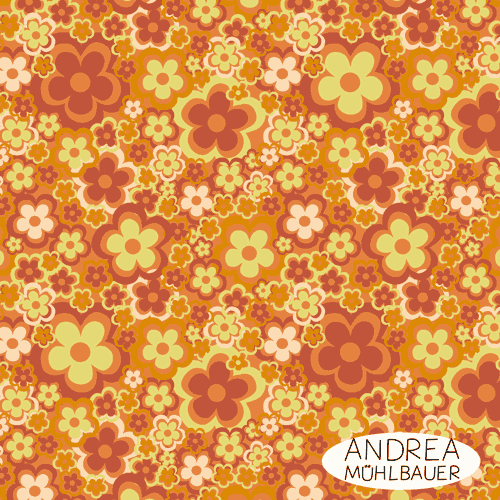 70s Retro Flower Summer Orange