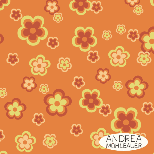 70s Retro Flower Wiese Orange