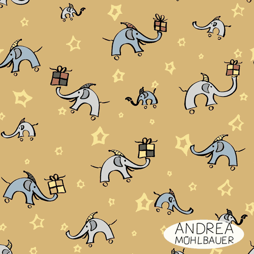Christmas Elephants And Stars On Honey