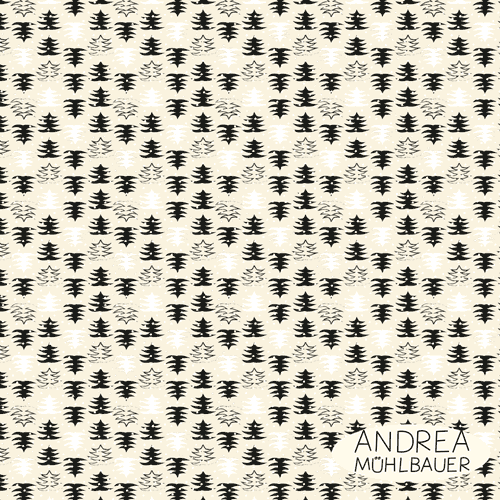 Christmas In The Forest Trees Black And Beige Small