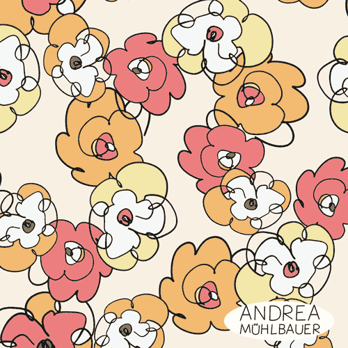 Comic Flowers On Beige