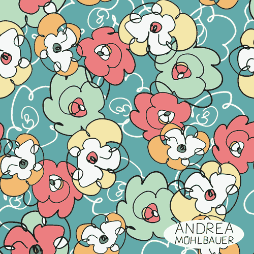 Comic Flowers On Oceangreen