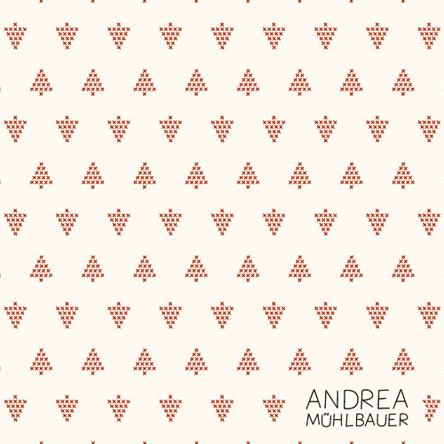 Kreuzstich Baeume Ecru Rot