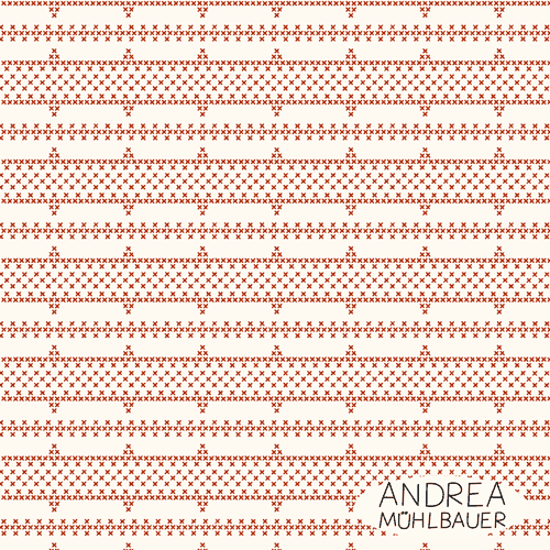 Kreuzstich Borte Ecru Rot