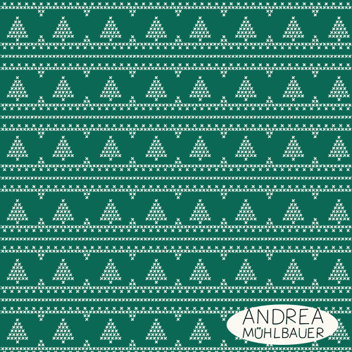 Kreuzstichbaum Borte Gruen Ecru