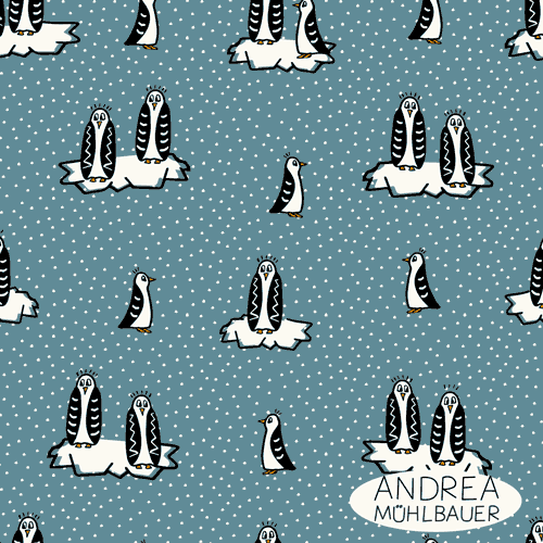 Penguin On Smoky Sky Blue