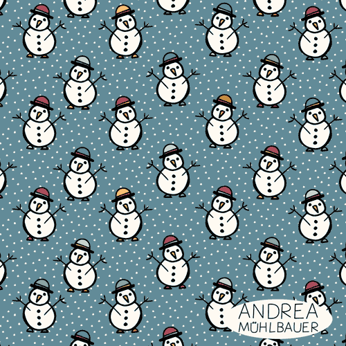 Snowman On Smoky Sky Blue