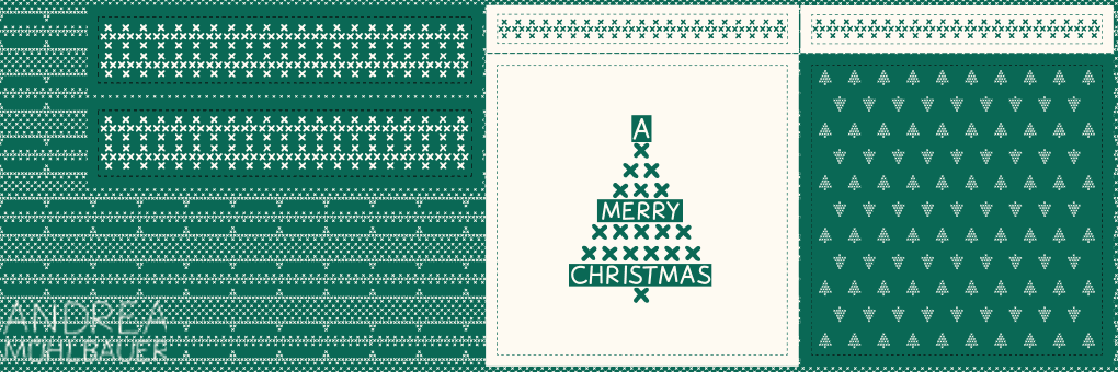 Weihnachts Kreuzstich Tasche Gruen