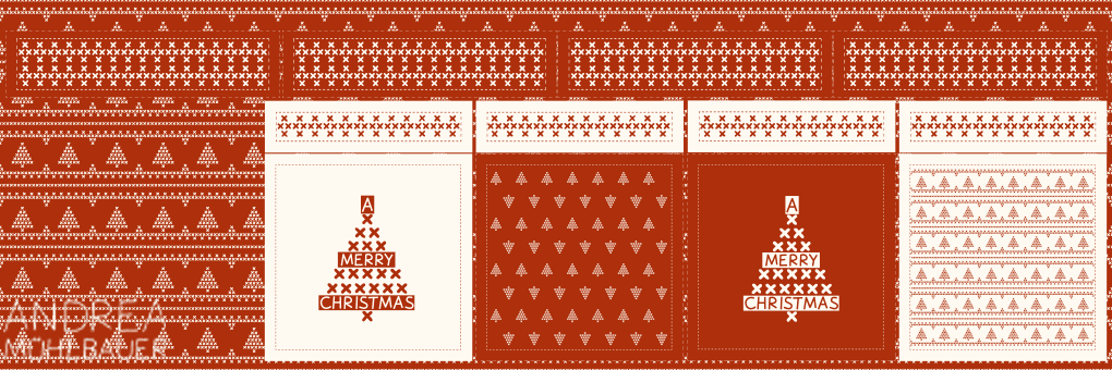 Weihnachts Kreuzstich Tasche Klein Rot