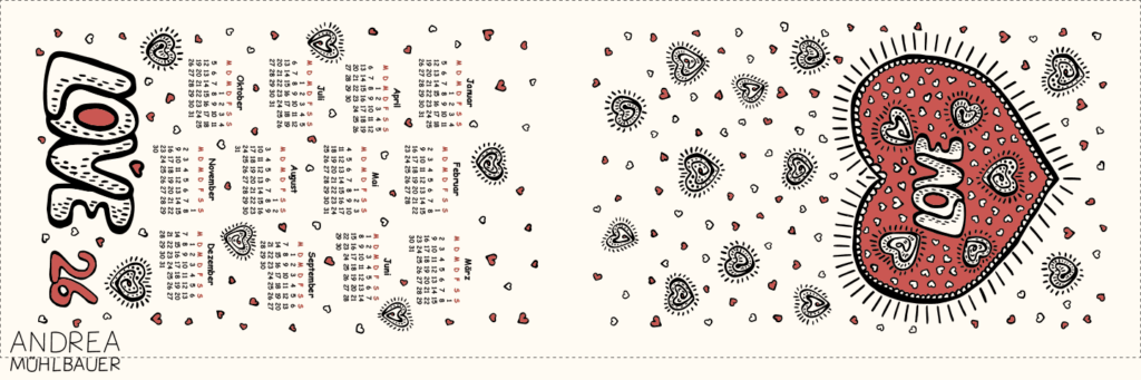 Love Kalender-Wandbehang 2026