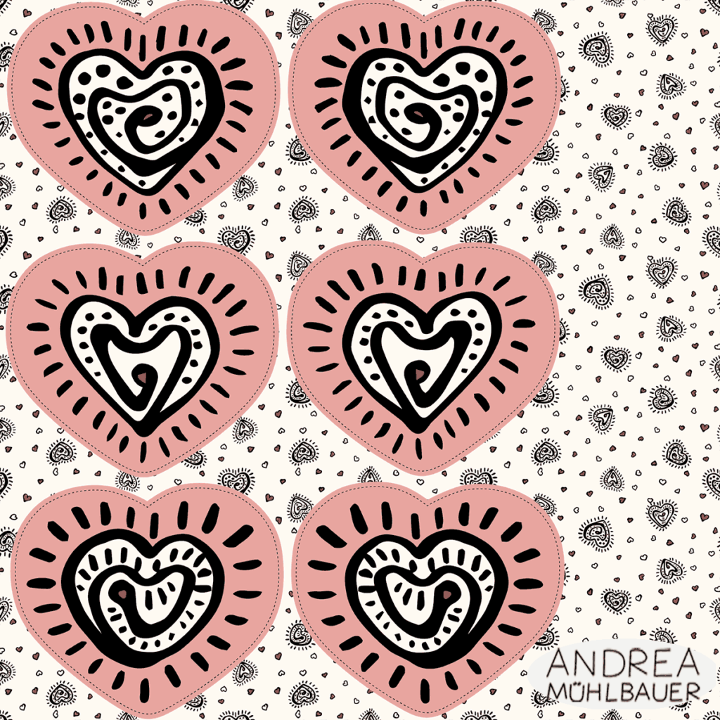 Love Hearts Kissen Pink