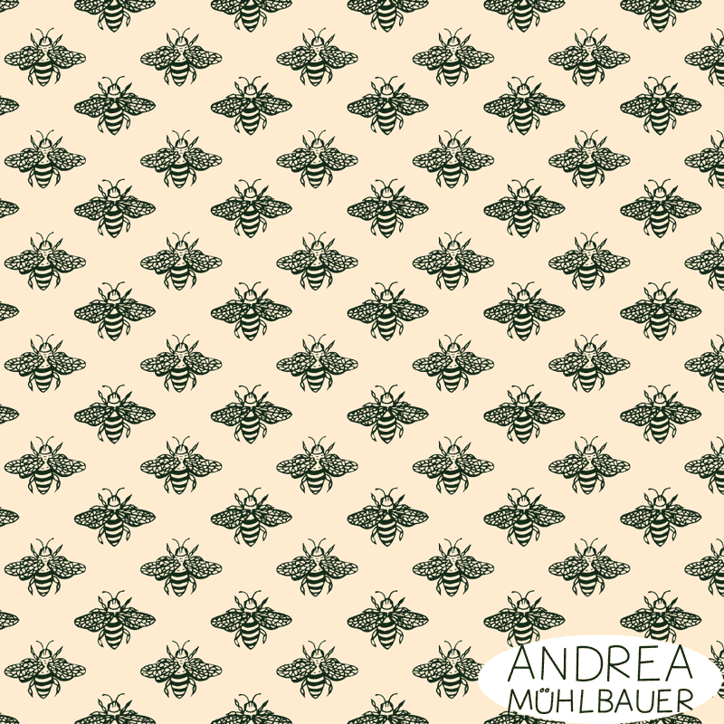 Frühlingsbienen beige - Obstblüten und Bienen Kollektion Andrea Mühlbauer
