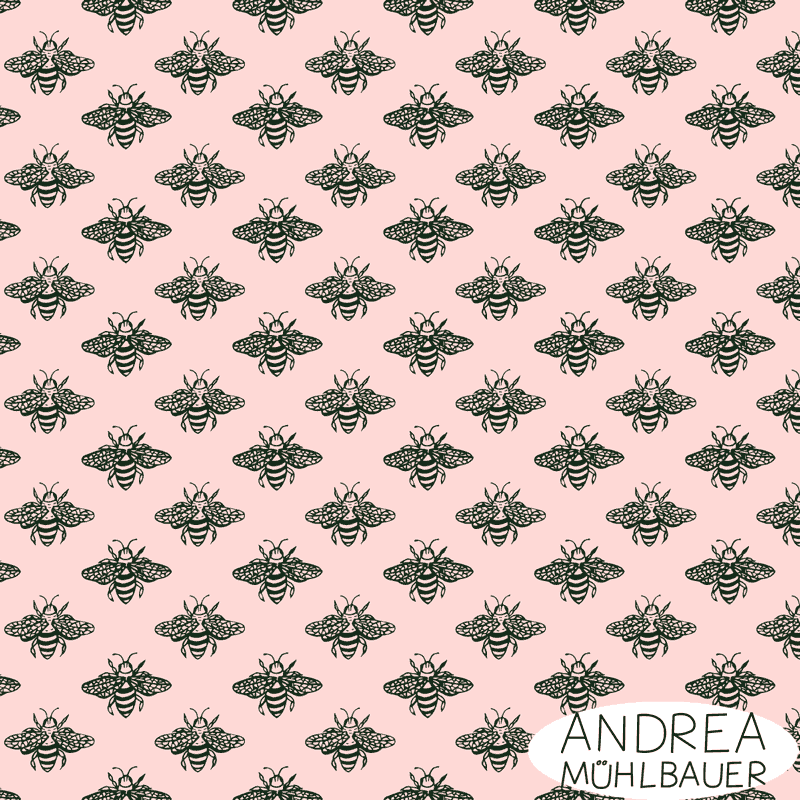 Frühlingsbienen rosa - Obstblüten und Bienen Kollektion Andrea Mühlbauer