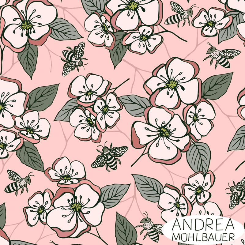 Obstblüten und Bienen rosa - Obstblüten und Bienen Kollektion Andrea Mühlbauer