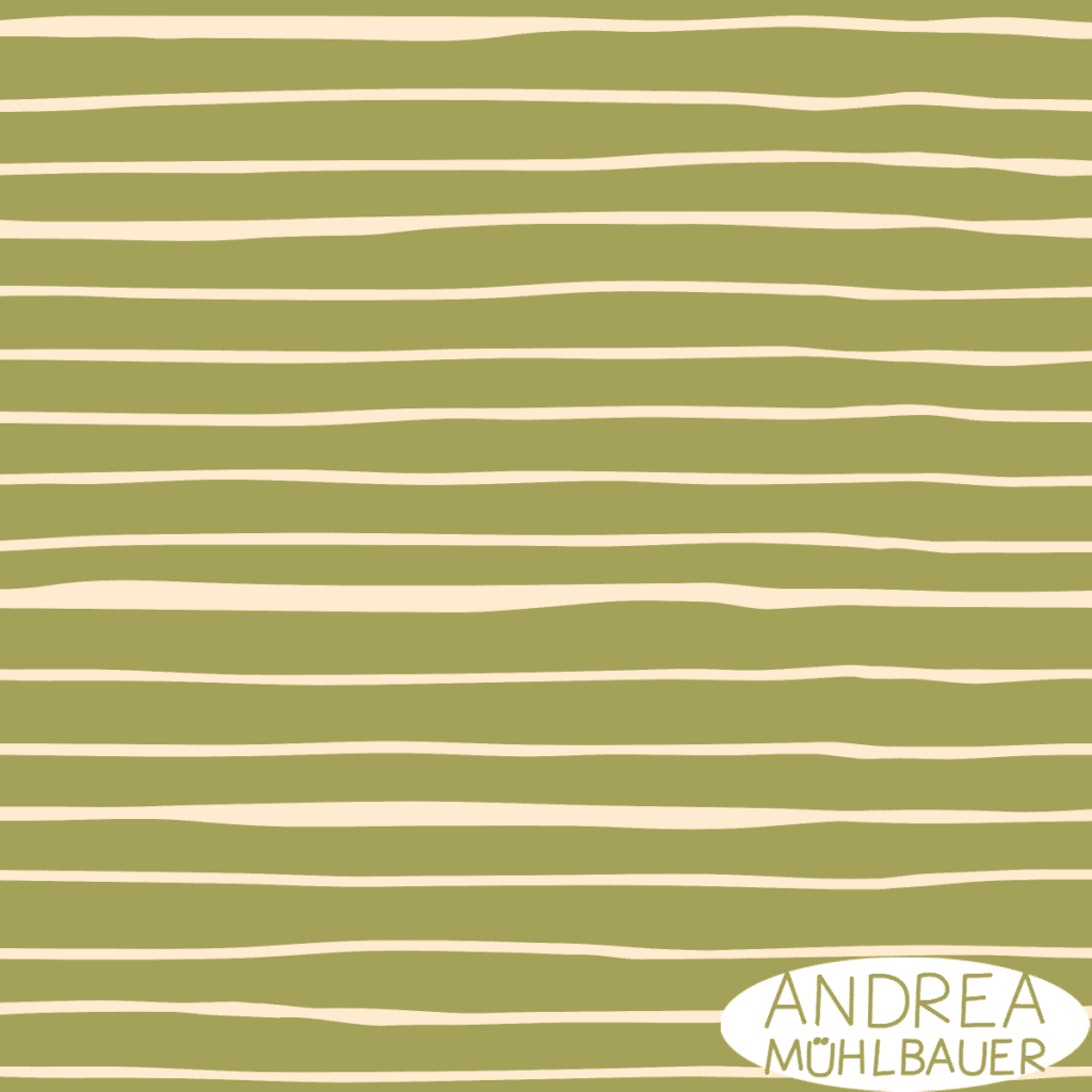 Streifen grün - Obstblüten und Bienen Kollektion Andrea Mühlbauer