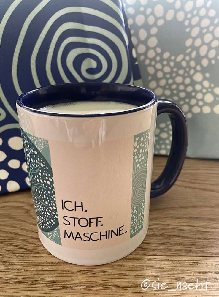 Nähspruch Tasse - Ich. Stoff. Maschine. mit Beachparty Design