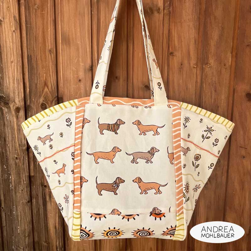 Tasche in Korbform mit Dackeldesign